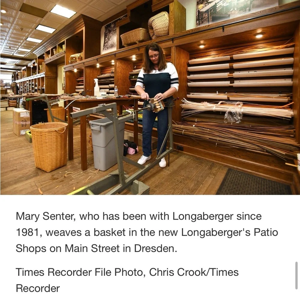 Longaberger Basket signed by renowned weaver Mary Senter, dated 2022